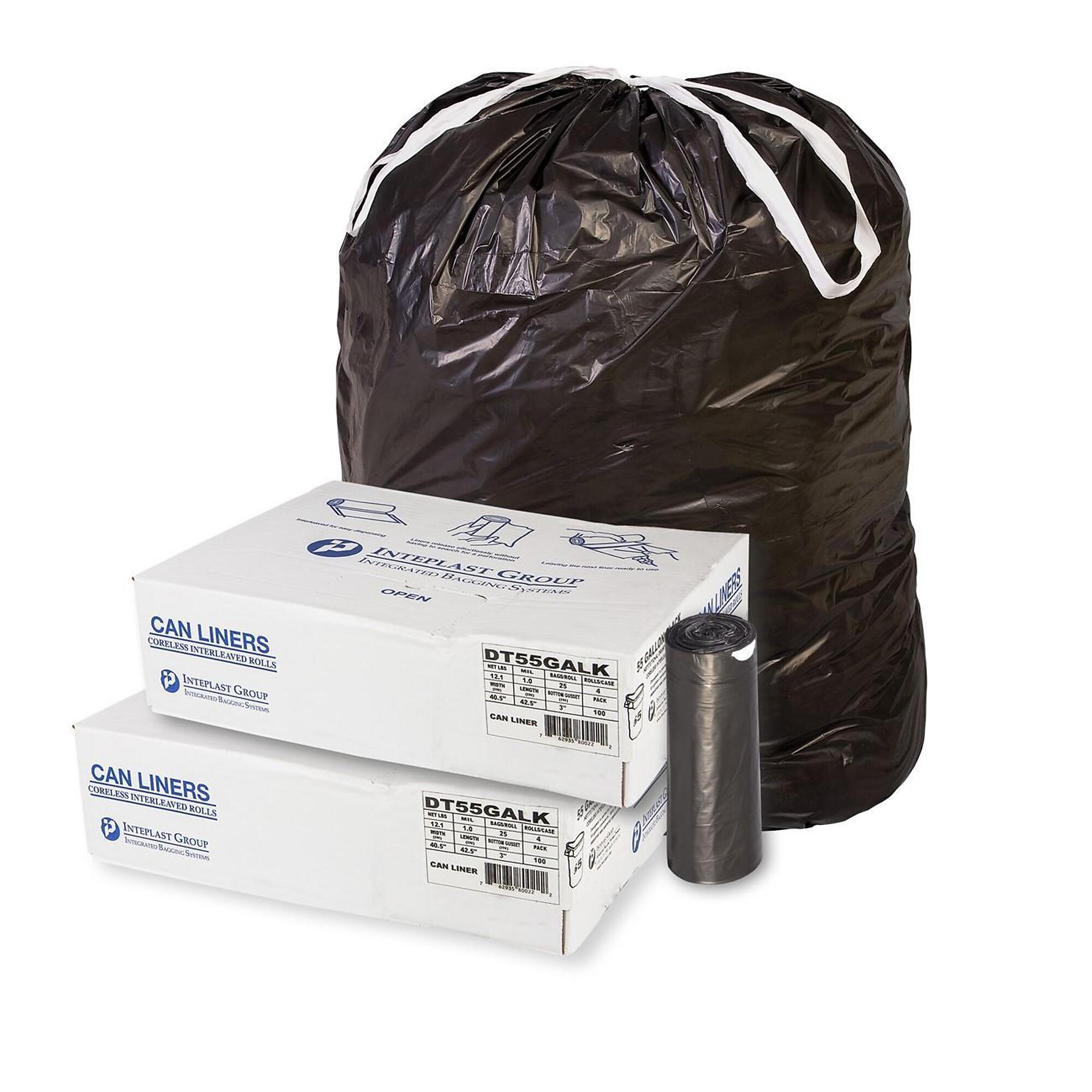 All Pro Draw-Tape Liner — 32 Gal., 0.80 mil, Black, 150/Box, Model# ALPDT32GALK